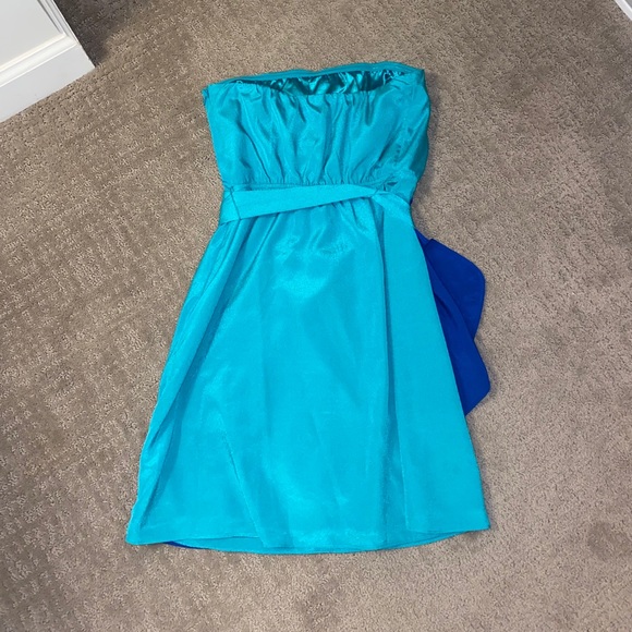 Blue strapless Express dress - Picture 3 of 4
